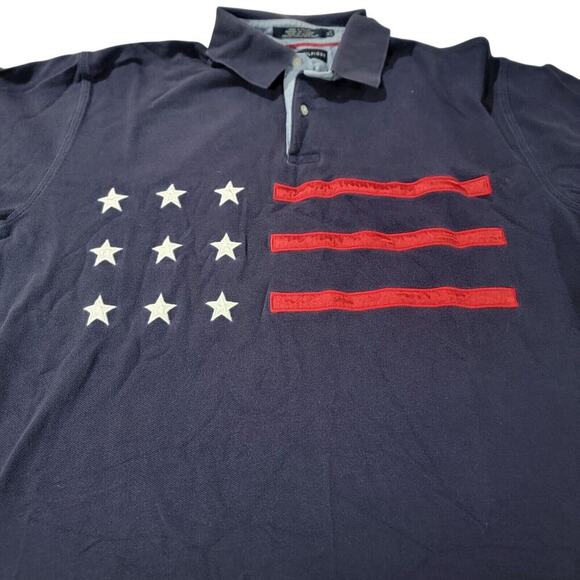 Vtg Tommy Hilfiger Polo Rugby Shirt Mens XL Embroidered Flag Y2k Preppy - Picture 4 of 16